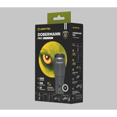 Armytek Dobermann Pro ( White Light ) Taktik El Feneri- Siyah