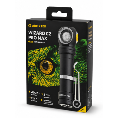 Armytek Wizard C2 Pro Max Siyah ( White Light)– Profesyonel El Feneri ve Kafa Lambası