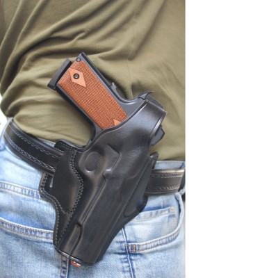 Deri OWB Tabanca Kılıfı | Bel Dışı Taşıma Deri Silah Kılıfı Siyah