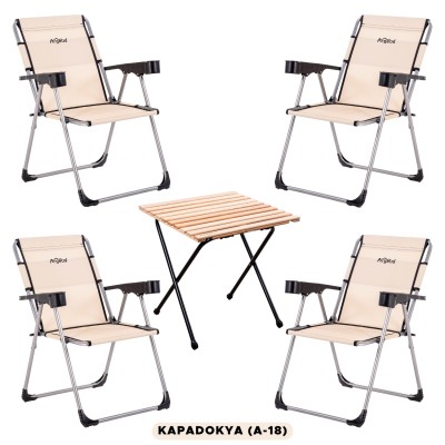 4’lü Kapadokya Kamp Sandalyesi ve Katlanır Masa Seti | Outdoor Kamp Takımı