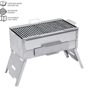 Katlanır Ayaklı Mangal - Argeus - Paslanmaz - Mühürleme Izgaralı - Kül Hazneli Katlanır Ayaklı Mangal - Argeus - Paslanmaz - Mühürleme Izgaralı - Kül Hazneli