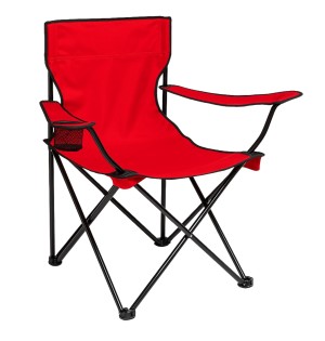 Katlanır Kamp Piknik Sandalyesi - Bardaklıklı - (DY.001) - Kırmızı - Taşıma Çantalı