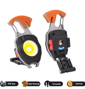 Wison Çok Fonksiyonlu Şarjlı Anahtarlıklı Fener Turuncu (WS-5050)