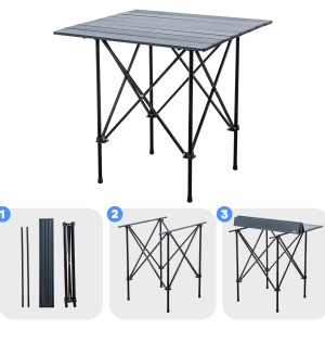 Antrasit Katlanır Kare Alüminyum Kamp Masası | Portatif Outdoor Masa