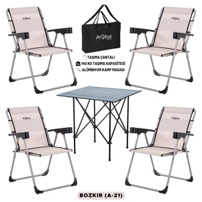4 Adet Katlanır Kamp Sandalyesi ve Alüminyum Masa Seti - Rock Dark - Bozkır - Taşıma Çantalı 4 Adet Katlanır Kamp Sandalyesi ve Alüminyum Masa Seti - Rock Dark - Bozkır - Taşıma Çantalı