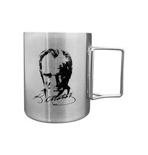 Katlanabilir Saplı Çelik Kupa Bardak - Orcamp - 180 ml - Atatürk (OUT-1800)