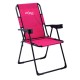 Katlanabilir Pembe Kamp Sandalyesi Kolçaklı Bardaklıklı  Dayanıklı