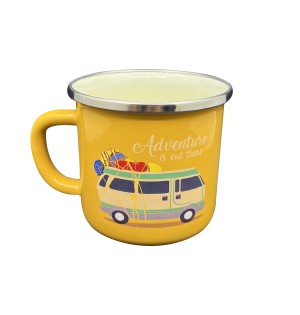 Orcamp Retro Emaye Kupa Bardak Adventure Hardal (OUT-1900)