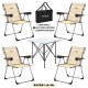 4 Adet Katlanır Kamp Sandalyesi ve Alüminyum Masa Seti - Rock Silver - Buğday - Taşıma Çantalı