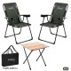 Siyah Kamp Sandalyesi + Katlanabilir Masa + Argeus Taşıma Çantalı Set | Outdoor Set