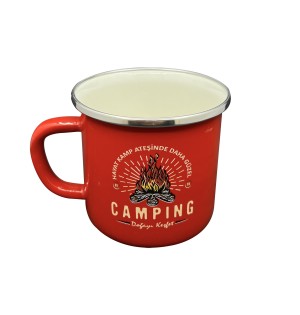 Orcamp Retro Emaye Kupa Bardak Adventure Kırmızı (OUT-1900)