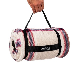 Peluş Polar Kamp Battaniyesi - Mavi Ekose - Acil Durum Battaniye - Argeus Camp