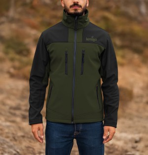 Su ve Rüzgar Geçirmez Softshell Mont - Lemigo - Haki-Siyah Su ve Rüzgar Geçirmez Softshell Mont - Lemigo - Haki-Siyah