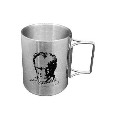 Katlanabilir Saplı Çelik Kupa Bardak - Orcamp - 180 ml - Atatürk (OUT-1800) Katlanabilir Saplı Çelik Kupa Bardak - Orcamp - 180 ml - Atatürk (OUT-1800)