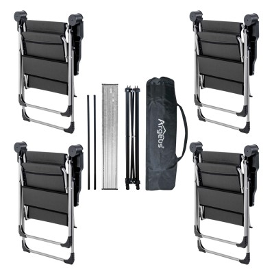 4 Adet Katlanır Kamp Sandalyesi ve Alüminyum Masa Seti - Rock Silver - Antrasit - Taşıma Çantalı