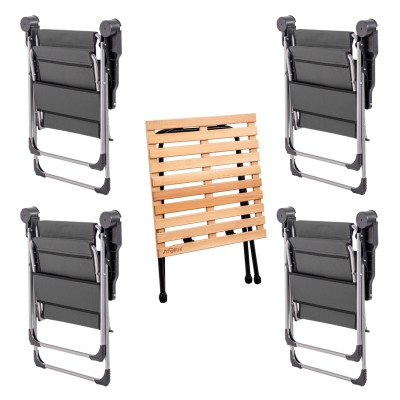 4 Adet Katlanır Kamp Sandalyesi ve Masa Seti - Rock - Antrasit - Bardaklıklı - 140 KG 4 Adet Katlanır Kamp Sandalyesi ve Masa Seti - Rock - Antrasit - Bardaklıklı - 140 KG