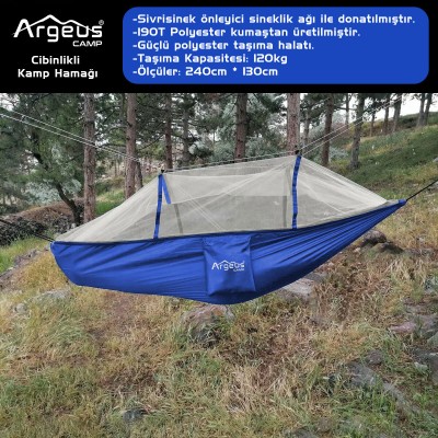 Argeus Cibinlikli Kamp Hamağı Mavi Argeus Cibinlikli Kamp Hamağı Mavi