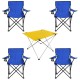 4 Adet Katlanır Kamp Sandalyesi ve Masa Seti - (DY.001) - Mavi/Sarı - Plaj Sandalyesi