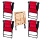 4 Adet Katlanır Kamp Sandalyesi ve Masa Seti - Rest - Kırmızı - 130 KG Taşıma