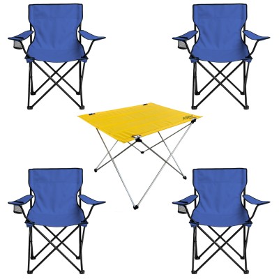 4’lü Lacivert Kamp Sandalyesi ve Sarı Katlanabilir Masa Seti 4’lü Lacivert Kamp Sandalyesi ve Sarı Katlanabilir Masa Seti