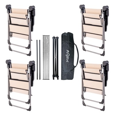 4 Adet Katlanır Kamp Sandalyesi ve Alüminyum Masa Seti - Rock Silver - Kapadokya - Taşıma Çantalı