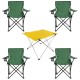 4 Adet Katlanır Kamp Sandalyesi ve Masa Seti - (DY.001) - Haki/Sarı - Plaj Sandalyesi