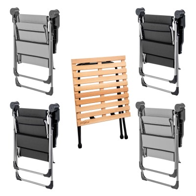 4 Adet Katlanır Kamp Sandalyesi ve Masa Seti - Rock - Kül Gri / Antrasit - Bardaklıklı - 140 KG 4 Adet Katlanır Kamp Sandalyesi ve Masa Seti - Rock - Kül Gri / Antrasit - Bardaklıklı - 140 KG