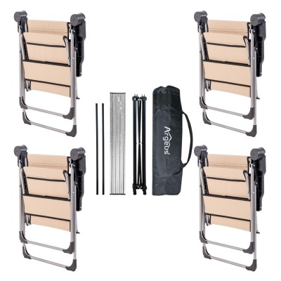 4 Adet Katlanır Kamp Sandalyesi ve Alüminyum Masa Seti - Rock Silver - Bej - Taşıma Çantalı 4 Adet Katlanır Kamp Sandalyesi ve Alüminyum Masa Seti - Rock Silver - Bej - Taşıma Çantalı