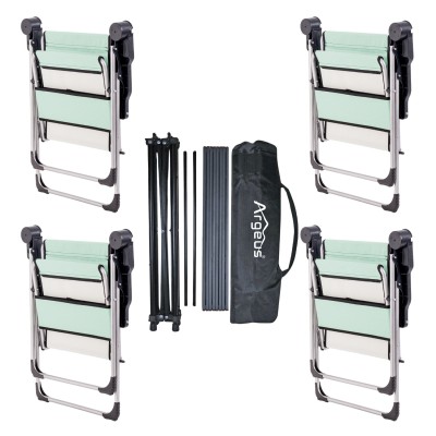 4 Adet Katlanır Kamp Sandalyesi ve Alüminyum Masa Seti - Rock Dark - Su Yeşili - Taşıma Çantalı