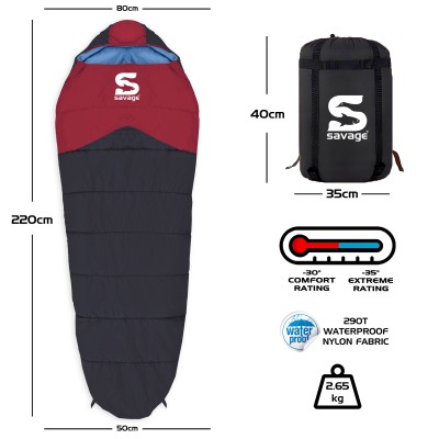 Uyku Tulumu - Peak - Bordo - Extreme -35C° - Savage YS-535 Uyku Tulumu - Peak - Bordo - Extreme -35C° - Savage YS-535