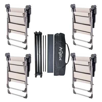 4 Adet Katlanır Kamp Sandalyesi ve Alüminyum Masa Seti - Rock Dark - Bozkır - Taşıma Çantalı 4 Adet Katlanır Kamp Sandalyesi ve Alüminyum Masa Seti - Rock Dark - Bozkır - Taşıma Çantalı