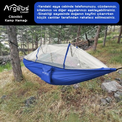 Argeus Cibinlikli Kamp Hamağı Mavi Argeus Cibinlikli Kamp Hamağı Mavi