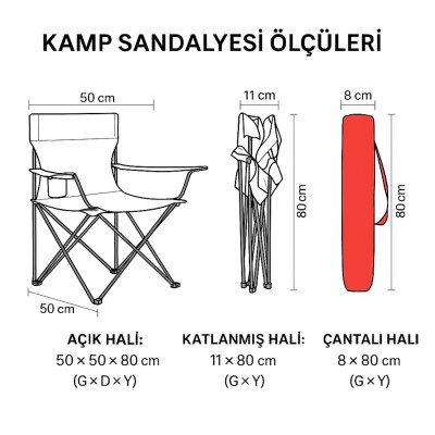 4’lü Katlanabilir Kamp Sandalyesi Seti – 100 kg Taşıma Kapasiteli