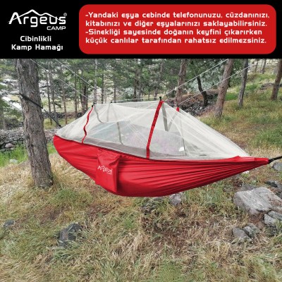 Argeus Cibinlikli Kamp Hamağı Kırmızı Argeus Cibinlikli Kamp Hamağı Kırmızı