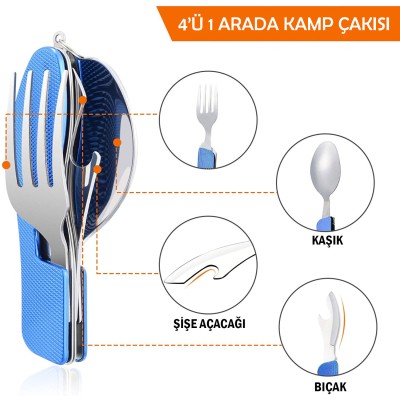 Kamp Çatal&Kaşık&Bıçak Seti - Orcamp - Mavi (OUT-1350) Kamp Çatal&Kaşık&Bıçak Seti - Orcamp - Mavi (OUT-1350)