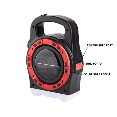Panther Solar USB Şarjlı El Feneri PT-6678 Panther Solar USB Şarjlı El Feneri PT-6678