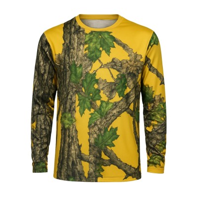 Sarı Orman Desenli Mikrofiber Sweatshirt - Avcı Sweatshirt - Hızlı Kurur