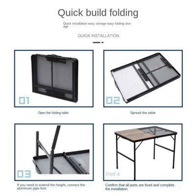 Ahşap Desenli Katlanır Kamp Masası | Taşınabilir Pratik Piknik ve Outdoor Masa