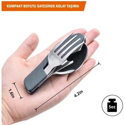 Kamp Çatal&Kaşık&Bıçak Seti - Orcamp - Siyah (OUT-1350)