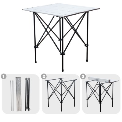 4 Adet Katlanır Kamp Sandalyesi ve Alüminyum Masa Seti - Rock Silver - Kapadokya - Taşıma Çantalı