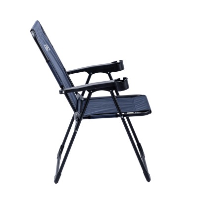 Katlanabilir Lacivert Kamp Sandalyesi Kolçaklı Bardaklıklı Dayanıklı