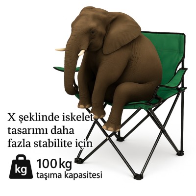 4’lü Yeşil Katlanır Kamp Sandalyesi – Dayanıklı Metal Gövde