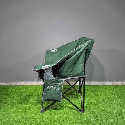 Yeşil Bardaklıklı Geniş Kamp Sandalyesi | Katlanabilir Outdoor Koltuk