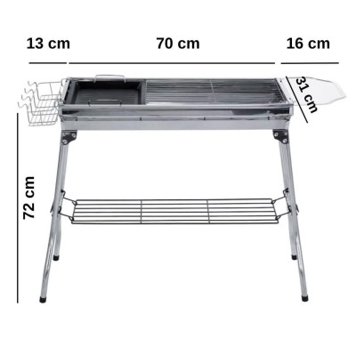 Portatif Katlanabilir Mangal - Madfox Grilmate BBQ - Silver - 547307