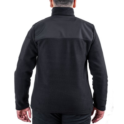 Outdoor Polar Ceket Siyah - Sıcak Tutan Polar - Softshell Omuz - Fermuarlı Cep