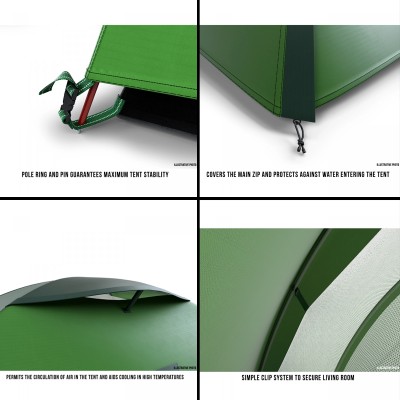 Yeşil 2 Kişilik Su Geçirmez Kamp Çadırı | Dayanıklı Hafif Model