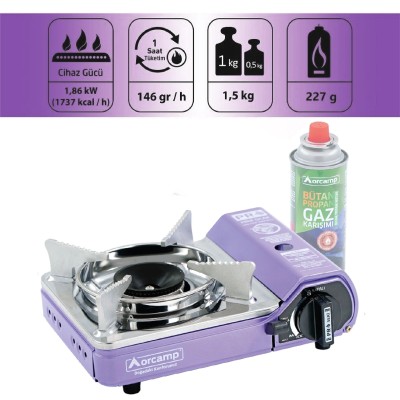Tekli Çantalı Mini Portatif Ocak - Orcamp - Mor (CK-506)