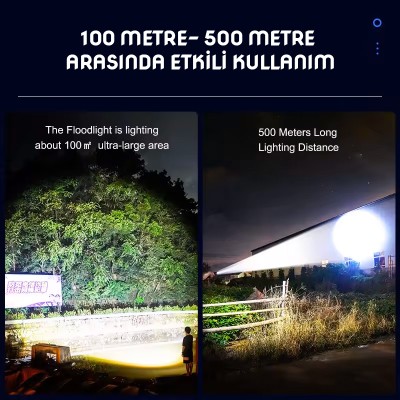 Şarj Edilebilir El Feneri - Wison - 2000 Lümen - 20 Watt - Fosforlu Kasa Şarj Edilebilir El Feneri - Wison - 2000 Lümen - 20 Watt - Fosforlu Kasa