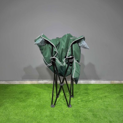 Yeşil Bardaklıklı Geniş Kamp Sandalyesi | Katlanabilir Outdoor Koltuk