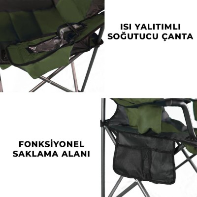 Yeşil Katlanır Konforlu Kamp Sandalyesi | Taşıması Kolay & Dayanıklı